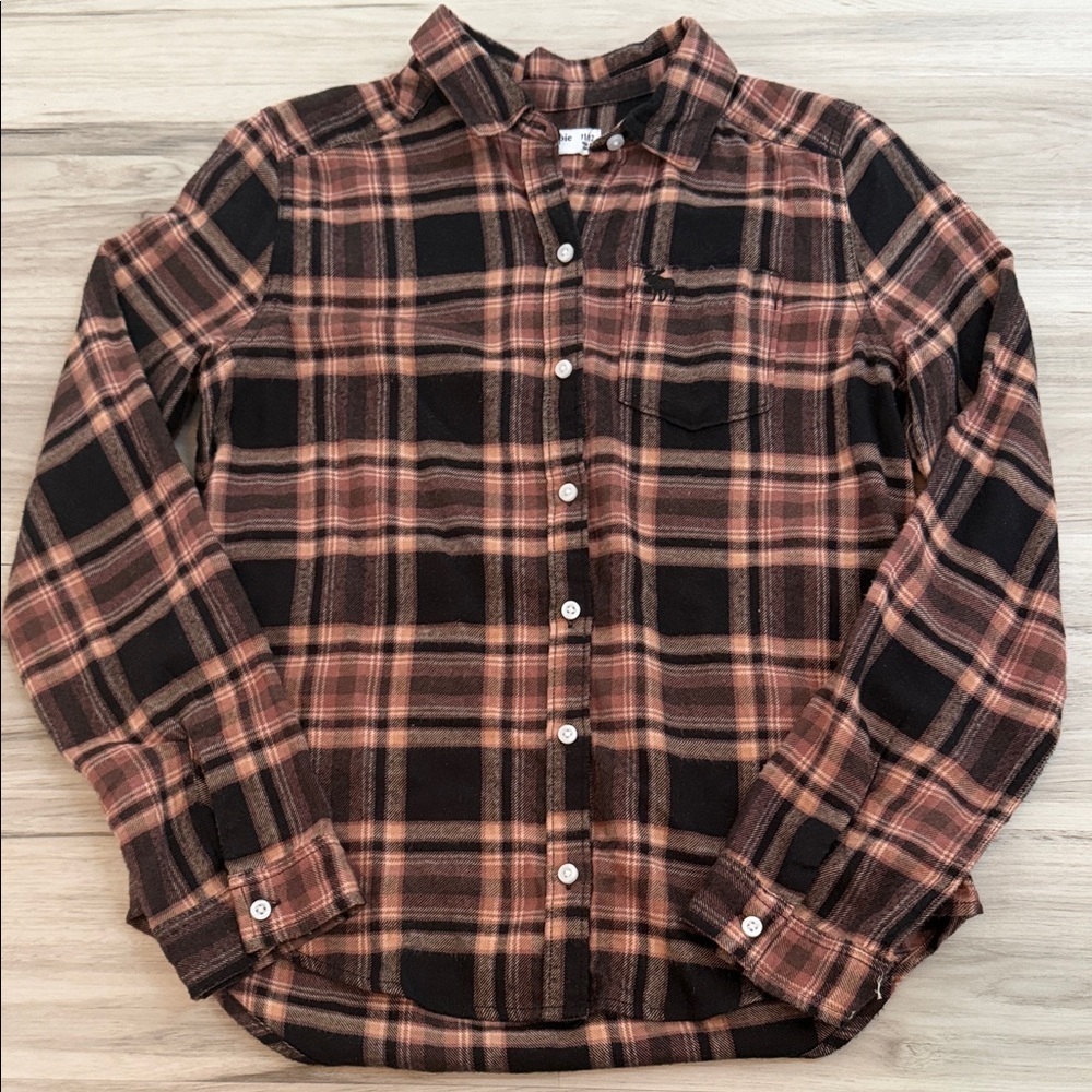 Abercrombie Kids girls Plaid Shirt - Black and Brown size 11/12
